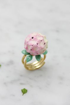 Hydrangea Pink Ring , Flower Ring , Handpainted GOODAFTERNINE Pink Flower Enamel Ring For Wedding, Pink Flower Enamel Ring For Gift, Pink Enamel Ring As A Gift, Pink Ring, Floral Jewellery, Flower Ring, Pink Yellow, Blue Yellow, Hydrangea