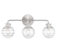 three light bathroom fixture with clear glass globes