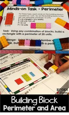 building block perimeter and area with instructions for students to work on their task in the classroom