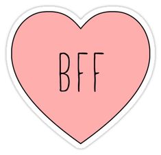 a heart shaped sticker with the letter bff on it