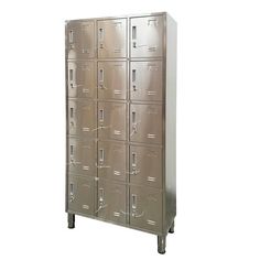 a large metal locker with many compartments