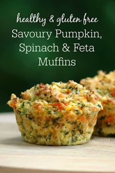 healthy and gluten free savory pumpkin, spinach & feta muffins