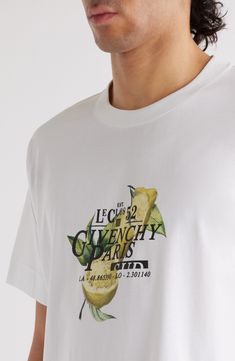 A vintage-style fruit crate logo adds to the appeal of this cotton T-shirt fronted with a peeled-lemon graphic. 31" length (size Medium) Crewneck Short sleeves 100% cotton Made in Portugal Designer Clothing Hand wash, dry flat Lemon Tshirts, Lemon Graphic, Lemon Logo, Graphic Clothes, Apparel Logo, Lemon Shirt, Merch Design, Fruit Crate, Graphic Tshirt Design