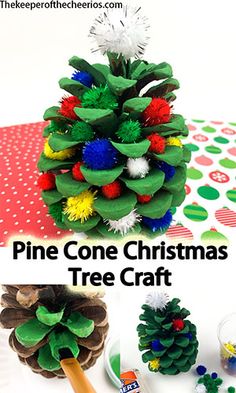 pine cone christmas tree craft for kids to make