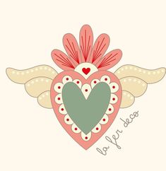 a heart with wings and hearts on it