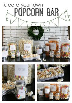 the popcorn bar is ready to be served at any party or event, and it's easy to make