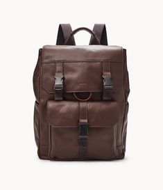 This leather backpack features 5 pockets, a padded laptop pocket, a back luggage strap and backpack straps. Mens Backpack Work, Apple Watch Price, Brown Backpacks, Brown Leather Wallet, Fossil Bags, Laptop Pocket