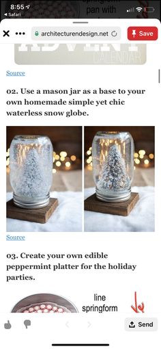 an iphone screen showing the instructions for how to decorate a snow globe with fake trees in it