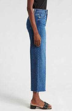 The faded wash and roughed-up edges of these wide-leg jeans offer an authentic rigid look, but the denim is surprisingly soft and stretchy with great recovery. 26" inseam; 22 1/2" leg opening; 12" front rise; 15" back rise (size 29) Zip fly with button closure Five-pocket style 93% cotton, 5% polyester, 2% spandex Machine wash, line dry Imported Faded Denim Flare Jeans With Straight Hem, Faded Wide Leg Jeans With Frayed Hem, Medium Wash Wide Leg Cropped Jeans With Frayed Hem, Faded Flare Jeans With Frayed Hem In Rigid Denim, Faded Flare Jeans With Frayed Hem, Relaxed Fit Faded Flare Jeans With Frayed Hem, Faded Relaxed Fit Flare Jeans With Frayed Hem, Faded Flare Jeans With Frayed Hem And Relaxed Fit, Faded Wide Leg Cropped Jeans