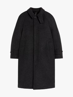 dark grey wool classic collar throat latch front button fastening long sleeves buttoned cuffs two side welt pockets knee-length Wool Overcoat, Long Coats, Long Coat, Wool Coat, Welt Pockets, Welt Pocket, Dark Grey, Boston, Knee Length