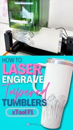 the instructions for how to use laser engraving on tumblers are shown in this video