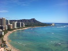 an aerial view of the beach and ocean in waikiki