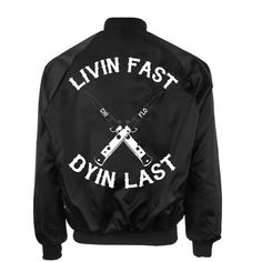 Livin Fast Bomber Jacket Fashion Study, Inked Shop, Jacket Ideas, Tattoo Clothing, Fire Fits, Man Style, Swag Style, Shirt Ideas, Man Cave