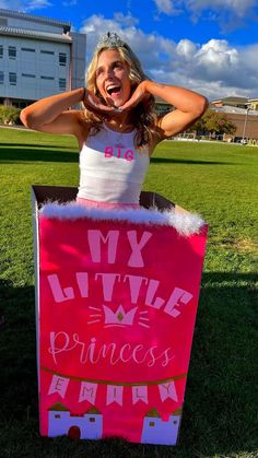 Big Sis Lil Sis Gifts, Lil Sis Big Sis, Sorority Big Little Reveal, Cheer Box, Little Gifts Sorority, Cheer Posters, Big Little Basket, Big Lil, Big Sister Little Sister