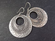 Deco Curl Statement Tribal Ethnic Silver by NazarLuckDesign Turkish Style, Soldering Jewelry, Turkish Fashion, Ethnic Earrings, Stunning Earrings, Wire Wrap, Ear Wire, Beautiful Earrings, Favorite Jewelry