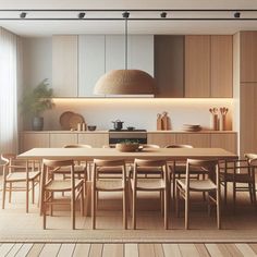 a dining room table and chairs in front of an oven