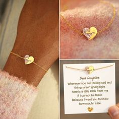 This Hug Heart Bracelet comes with a heartfelt message card, making it a great gift for a beloved daughter to express just how much she means to you. Message For Daughter, Heart Bracelet, Card Making