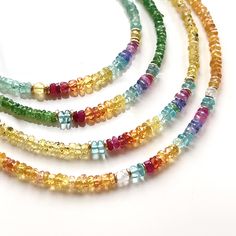 Colored Sapphires, Handmade Chokers, Rainbow Gemstones, Tsavorite Garnet, Bright Rainbow, Happy Vibes, Strawberry Quartz, Faceted Gemstones, Pink Sapphire