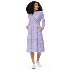 Introducing our All-Over-Print Women's Midi Dress, a fusion of style, comfort, and versatility! 🌟 * 🎨 **300+ Unique Designs Vibrant prints that never fade. * 🌺 **Luxurious Fabric 95% polyester, 5% elastane for a soft, flowy feel. * 👗 **Flattering Fit Fitted waist and flared bottom for a beautiful silhouette. * 🧥 **Long Sleeves Perfect for any season. * 👛 **Pockets Convenient side pockets for essentials. * 👠 **Versatile Ideal for evening parties, date nights, office wear, and casual outing Floral Dress Modest, Midi Dress Evening, Party Dress Plus Size, Watercolor Floral Dress, 4th Of July Dresses, Sea Dress, Patriotic Dresses, Belle Silhouette, Nautical Dress