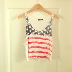 Almost Sheer But Not 100%. Crop Top White American Flag Print Top For The Beach, White American Flag Print Top For Beach, White American Flag Print Tops For Beach, White Tops With American Flag Print For Beach, Casual American Flag Print Tank Top For Spring, Spring Casual Tank Top With American Flag Print, Spring Beach Tops With Flag Print, Cotton Tank Top With Flag Print For Spring, Spring Sleeveless Flag Print Tank Top