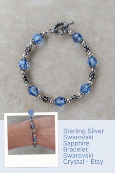 with Swarovski crystals and toggle clasp Silver Faceted Beaded Bracelets As Gift, Silver Faceted Beaded Bracelets For Gift, Silver Faceted Beaded Bracelet Gift, Sterling Silver Crystal Bracelet With Silver Beads As Gift, Sterling Silver Bracelet With Faceted Beads For Gift, Sterling Silver Faceted Beads Bracelet Gift, Faceted Sterling Silver Beaded Bracelets For Jewelry Making, Sterling Silver Crystal Bracelet With Faceted Beads For Gift, Adjustable Faceted Sterling Silver Crystal Bracelet