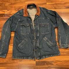 Vintage Ralph Lauren Denim Coat Dark Denim With Leather Neckline Full Zip Very Thick And Heavy Material Side Pockets **Great Used Condition, No Damages Size Mens Xl Trench Jacket, Ralph Lauren Denim, Vintage Ralph Lauren, Denim Coat, Dark Denim, Ralph Lauren Men, Mens Jackets, Jackets & Coats, Ralph Lauren