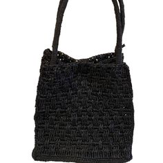 Maison N.H Paris Black Raffia Bag. Brand New With Tags 7.34" W X 7.5"H X 7.5" Deep. The Handle Drop Is 6.5". It Has A Snap Closure, No Lining And No Pocket Inside. It's A Great Weekend Bag And A Night Out. Original Price Is $180.00. Evening Woven Tote Bucket Bag, Woven Evening Bucket Bag, Evening Woven Bucket Bag, Casual Evening Shoulder Bag With Braided Handles, Handheld Black Bucket Bag, Black Rectangular Hobo Bag With Braided Handles, Black Woven Handheld Shoulder Bag, Chic Black Woven Bucket Bag, Evening Natural Tote Shoulder Bag