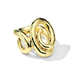 Indulge in a truly special jewelry piece, one that promises to elevate the everyday. This feminine, alluringly sculpted ring meanders around the finger, in a coiling snakelike shape cast in 18K yellow gold. The hand-hammered texture further emphasizes its artisanal feel. • 18K E.F. Gold Snake Silhouette, Ippolita Ring, Snake Ring Gold, Hinged Ring, Spring Awakening, Snake Ring, A Snake, Gold Snake, Teardrop Necklace