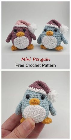 crocheted penguin amigurt pattern with instructions to make it easy and fun