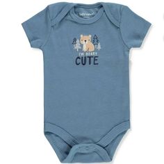 Never Worn. “I’m Beary Cute” Onesie With Snaps. Casual Blue Cotton Bodysuit, Casual Blue Onesie For Playtime, Cute Blue Onesie For Playtime, Cute Light Blue Onesie For Playtime, Casual Blue Onesie For Playwear, Blue Casual Onesie For Playwear, Cute Blue Short Sleeve Onesie, Blue Cotton Bodysuit For Playtime, Casual Light Blue Onesie For Playtime