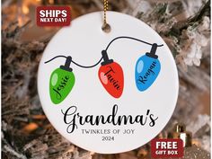 personalized christmas ornament for grandma's twinklings of joy with lights