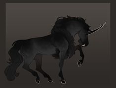 a black horse with long horns standing on its hind legs