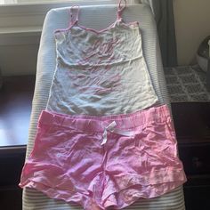 Ne Washed Never Worn Pjs. Pink And Grey Shorts And Tank Lets Get It On Written On Tank Everything I Own, Grey Shorts, Pink Grey, Women's Intimates, Get It, Pajamas, Grey, Pink, Women Shopping