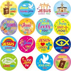 Jesus Loves You Stickers Christian Stickers for Kids Religious Easter Sticker for Envelopes Cards Party Supply Stickers Christian, Sunday Church, Easter Stickers, Classroom Rewards, Stickers For Kids, Easter Religious, Christian Stickers, Kawaii Doodles, Craft Stickers