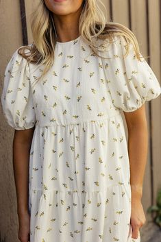 Sister Golden Hair Tiered Dress – ROOLEE Mission Fits, Athleisure Mom, Sister Golden Hair, Dresses For Winter, Cute Modest Dresses, Fun Fits, Ivory Outfit, Sunday Dresses, Sister Golden