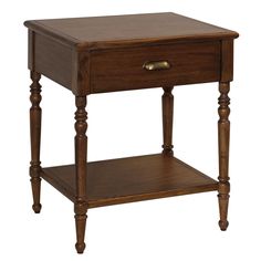 an end table with a drawer on the bottom and one drawer at the top that is open