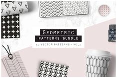 the geometric patterns bundle includes four different designs, including two cups and three coasters