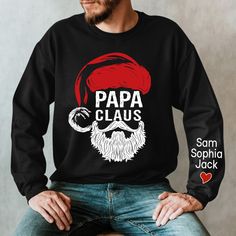 Christmas Papa Claus 2023 Gift Custom Name Kids Sweatshirt Cute and Creative Designs: Exquisite and lovely patterns, special elements make the perfect designs. The people who wear them will be proud. At the same time, they also show the love for family. Suitable for many occasions such as Christmas, Father's Day, Mother's Day, birthday This classic crew-neck sweatshirt is an essential basic item for anyone’s wardrobe. The ribbed cuffs on the sleeves and waist are reinforced, and the high-quality Christmas Papa, Gifts For Nana, Nana Sweatshirt, Nana Christmas Gifts, Custom Embroidered Sweatshirt, Pediatric Nurse, Nurse Sweatshirt, Nana Gifts, Hoodie Material