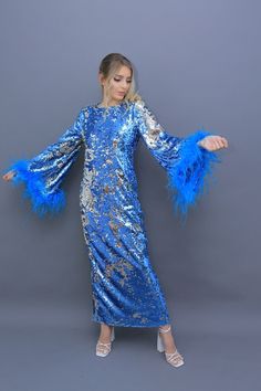 Stunning blu sequin dress suitable for weddings and parties Long Sequin Dress, Blue Sequin Dress, Disco Party, Kaftan Dress, Sequin Dress, Dress Clothes For Women, Long Dress, Bridal Dresses, Party Dress