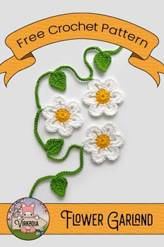 three crocheted flowers with the words free crochet pattern