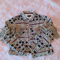 Rock&Roll Aztec Jacket Size Medium! New With Tags Casual Fall Outerwear For Rodeo, Beige Winter Outerwear For Festivals, Fitted Beige Outerwear For Festivals, Casual Brown Outerwear For Rodeo, Aztec Jacket, Cowgirl Jeans, Army Colors, Embroidered Jean Jacket, Rhinestone Jeans