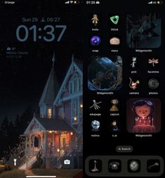 the home screen is lit up at night