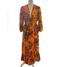 Nwttabitha Brown For Target Orange Floral Cover Up: Dress Or Robe. Such A Diverse Vibrant Piece. Absolutely Adorable As You Can See In Photos! Orange Long Sleeve Printed Maxi Dress, Orange Long Sleeve Maxi Dress For Vacation, Vibrant Orange Printed Dress, Orange Floral Print Midi Dress For Vacation, Vibrant Orange Floral Print Maxi Dress, Orange V-neck Printed Midi Dress, Orange Printed V-neck Midi Dress, Orange Vibrant Print Maxi Dress For Vacation, Orange Maxi Dress With Vibrant Print For Vacation