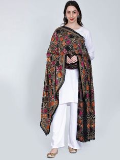 This light weight phulkari dupatta for women by Moda Chales is an exemplary item that are must haves in every women's wardrobe. Ethnic Punjabi handwork and soft feel add the perfect finishing touch to almost any outfit. It is the ideal fashion accessory for any season, event or occasion! It is lightweight, super soft and easy to carry. 💡 Material- Chiffon 💡 Pattern - Embroidered 💡 Type of Work - Phulkari / Fulkari 🥻 Multicolor Phulkari chunni for Women 💡 Free Size Dupatta that is approx. 2. Multicolor Semi-stitched Jamawar Dupatta, Bohemian Kurta With Dupatta In Traditional Drape, Multicolor Mulmul Kurta With Dupatta, Multicolor Mulmul Anarkali Set With Zari Work, Pashmina Dupatta With Motifs, Multicolor Mulmul Kurta With Zari Work, Bohemian Kurta With Dupatta And Multicolor Embroidery, Bohemian Kurta With Multicolor Embroidery And Dupatta, Bohemian Chanderi Anarkali Set With Dupatta