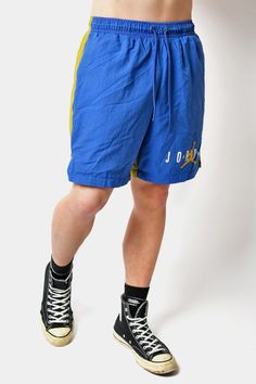 🚀Need to get your order super fast? Choose DHL Express shipping upgrade in your cart. It takes only 1-2 b. days to European Union countries and 2-5 b. days to USA, Canada and all other countries. Orders are ready to ship in 1 b. day. 🔥Vintage 90s Jordan summer swim sport shorts for men in blue yellow. With netting briefs inside. Size - L. Model is 177 cm / 5ft 9.6" tall and usually wears size M. Good vintage condition. Only 1 available! All orders are shipped every day Worldwide from 🇪🇺EU. S Summer Board, Swimming Sport, Y2k Shorts, Summer Swim, Shorts Men, Beach Summer, Dhl Express, Sport Shorts, Board Shorts