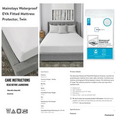 an ad for mattress protectors with instructions on how to put them in the bed