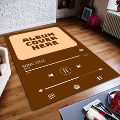 a living room area rug with an audio player on it