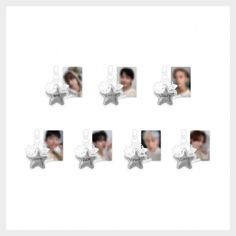 six star shaped magnets with pictures of people in them