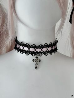 Elevate your ensemble with our 7 Colors Halloween Gothic Cross Pendant Nun Lolita Choker. This striking accessory features a bold cross pendant set against a versatile choker, available in seven captivating colors to match any outfit. Perfect for adding a touch of gothic elegance to your Lolita wardrobe, this choker combines the mystique of nun-inspired fashion with the charm of Lolita aesthetics. Punk Cross Jewelry For Halloween, Punk Style Cross Jewelry For Halloween, Punk Style Cross-shaped Halloween Jewelry, Adjustable Pink Jewelry For Cosplay, Pink Punk Choker As A Gift, Pink Punk Choker For Gift, Pink Punk Choker As Gift, Punk Style Pink Choker Gift, Cross Choker For Party