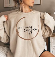 Coffee Sweatshirt Iced Coffee Shirt Trendy Coffee T-Shirt Coffee Lover Addict Gift for Coffee Lover Sweater Custom Coffee Sweatshirt Thank you so much for taking the time to browse my shop. Please feel free to reach out if you have any questions before or after purchasing.  💖 🎨Warning: On products with a print chart in the listing, metallic print colors are printed as matte. We design and cut each graphic out with a soft touch, use matte vinyl and a heat press. The result will last for many wa Sweatshirt Designs Vinyl, Cricut Sweatshirt Ideas Women, Vinyl Sweatshirt Ideas, Cricut Sweatshirt Ideas, Trending Sweatshirts, Iced Coffee Shirt, Gift For Coffee Lover, Coffee Sweatshirt, Coffee Shirt